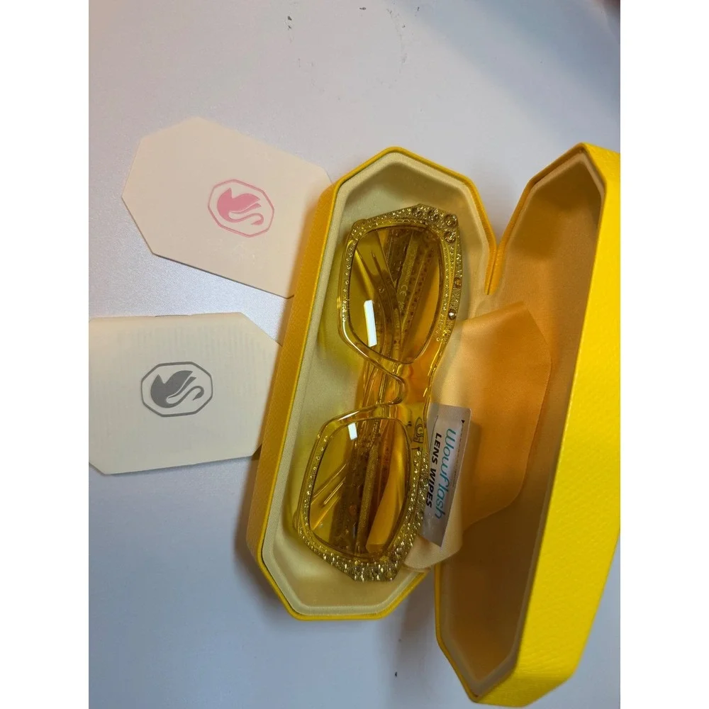 Swarovski SK380 Yellow Crystal Embellished Cat Eye Sunglasses 55-20-135
